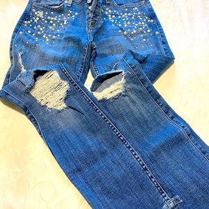 7 For All Mankind Josefina embellished boyfriend jeans. Size 24